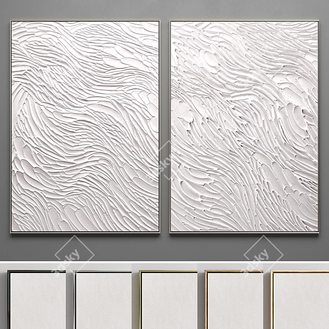 Plaster Duo Frame: Elegant Interior Set 3D model image 1