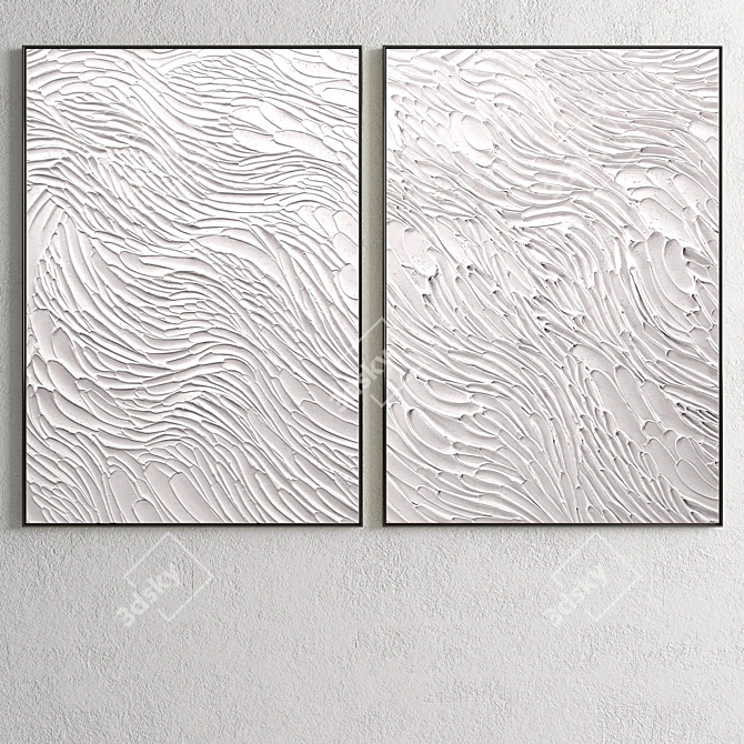 Plaster Duo Frame: Elegant Interior Set 3D model image 5