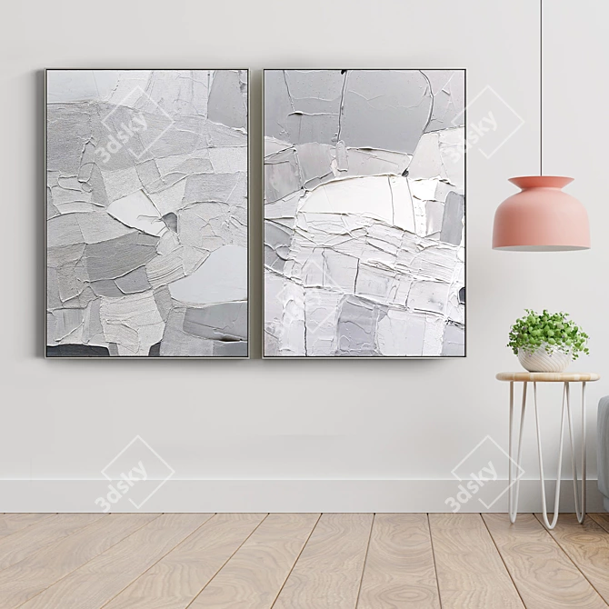 Modern Plaster Dual-Frame Set 3D model image 3