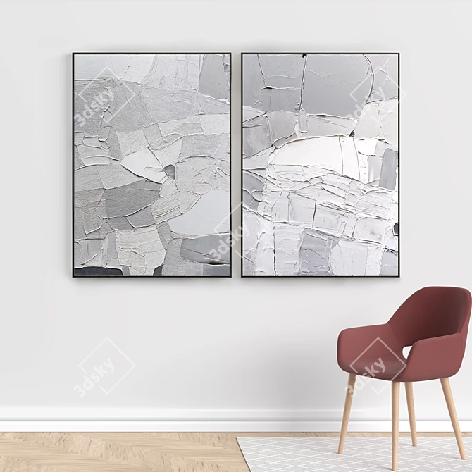 Modern Plaster Dual-Frame Set 3D model image 4