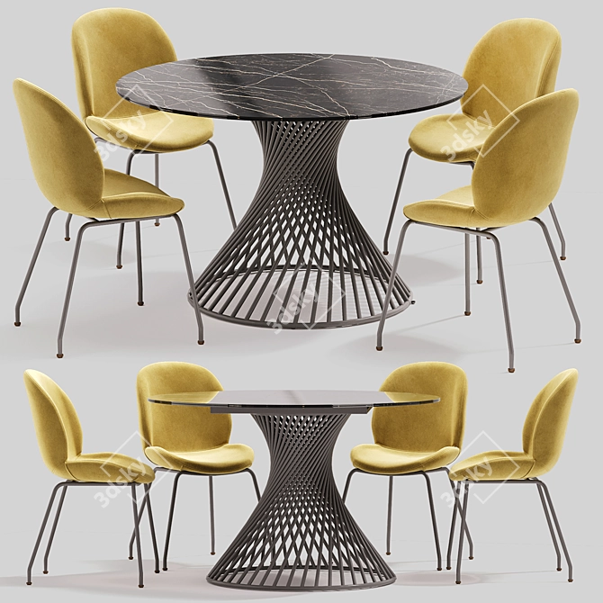 Modern Dining Set: Tornado Table & Beetle Chairs 3D model image 1