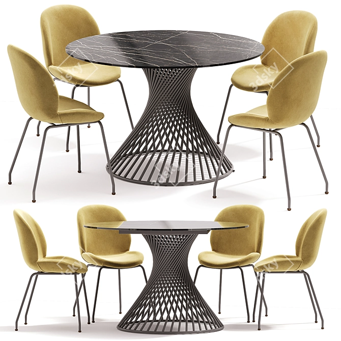 Modern Dining Set: Tornado Table & Beetle Chairs 3D model image 2