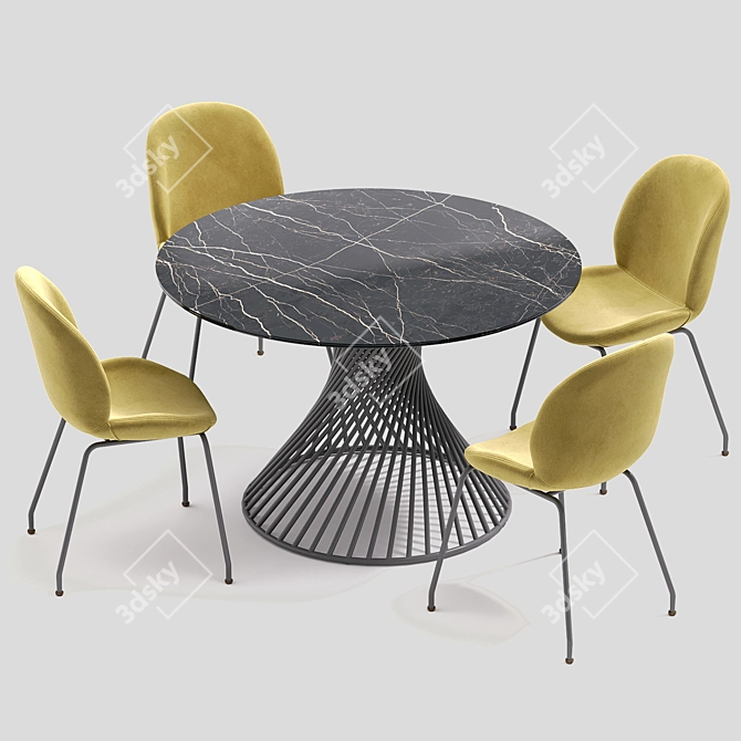 Modern Dining Set: Tornado Table & Beetle Chairs 3D model image 4