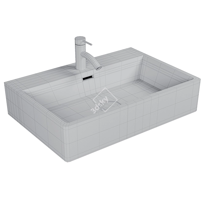 Elegant Italian Ceramic Sink 3D model image 2