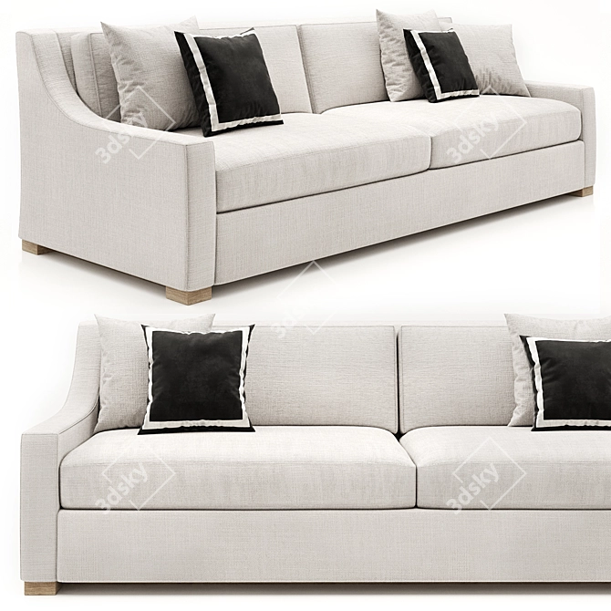  Parisian Classic Slope Arm Sofa - Elegant and Timeless 3D model image 1