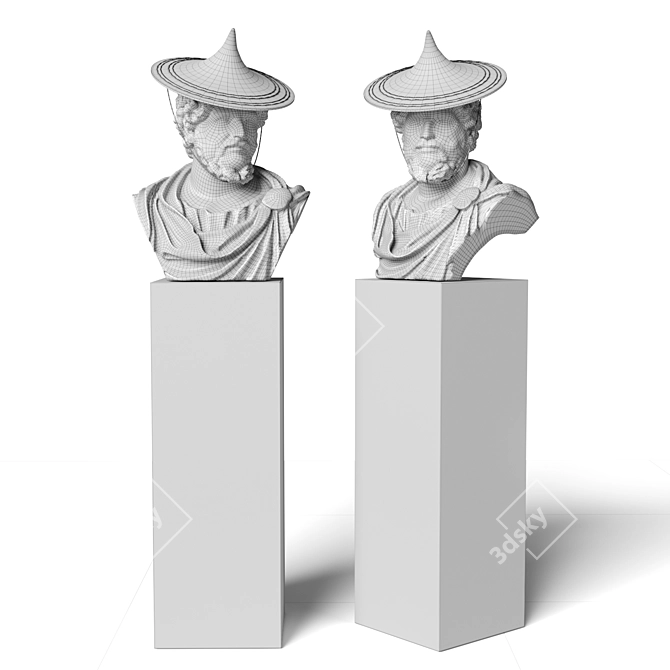 Roman Emperor Septimius Bust - Hat 3D model image 5