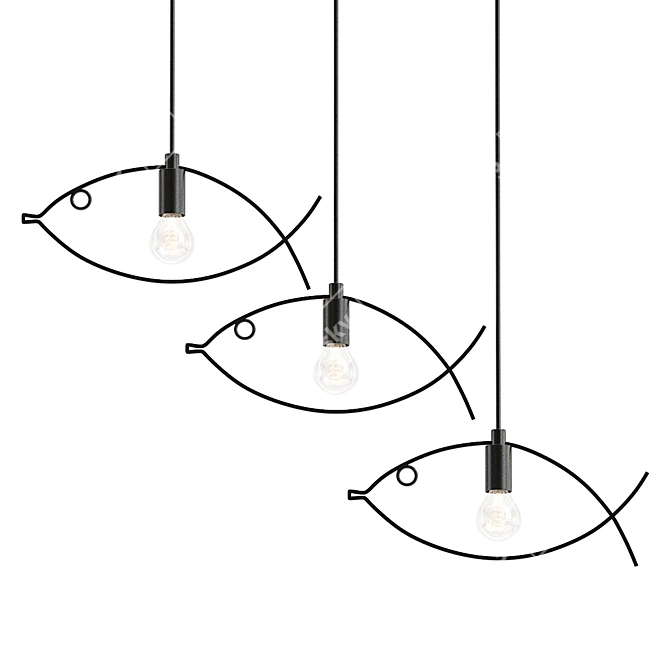 Nordic Fish Pendant Lamp 3D model image 1