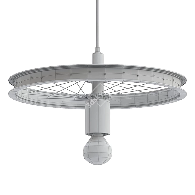 Retro Industrial Wheel Chandelier 3D model image 2