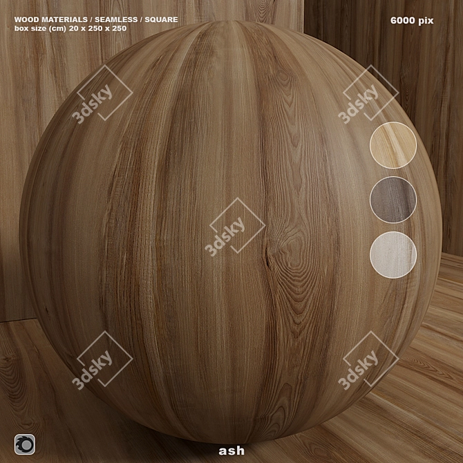 Seamless Ash Wood Material - Set 3D model image 1