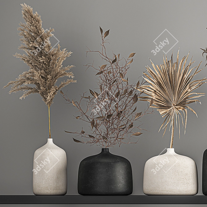 Elegant Dried Flower Bouquet Ensemble 3D model image 2