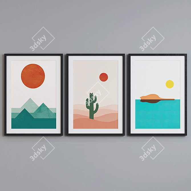 Modern Landscape Picture Frame Set 3D model image 2