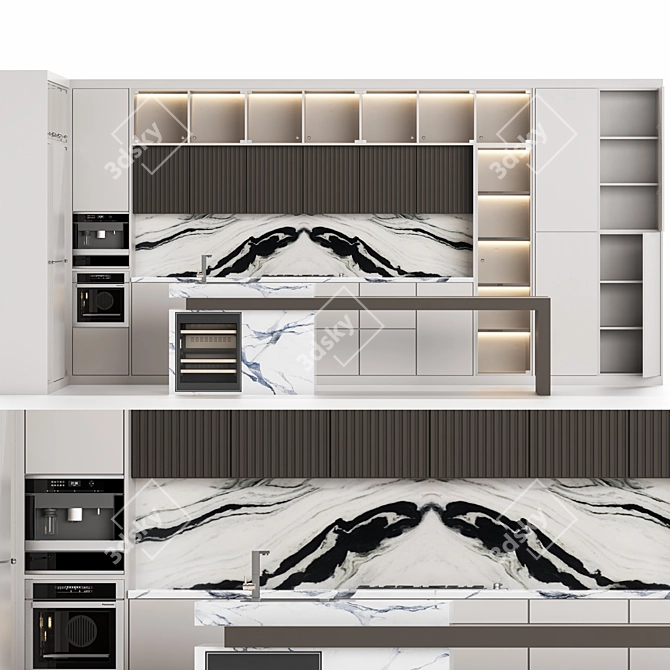 Modern Kitchen Design: 2015, Millimeter Units 3D model image 1