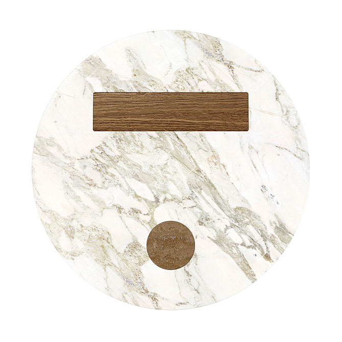 Elegant Marble and Oak Side Table 3D model image 3