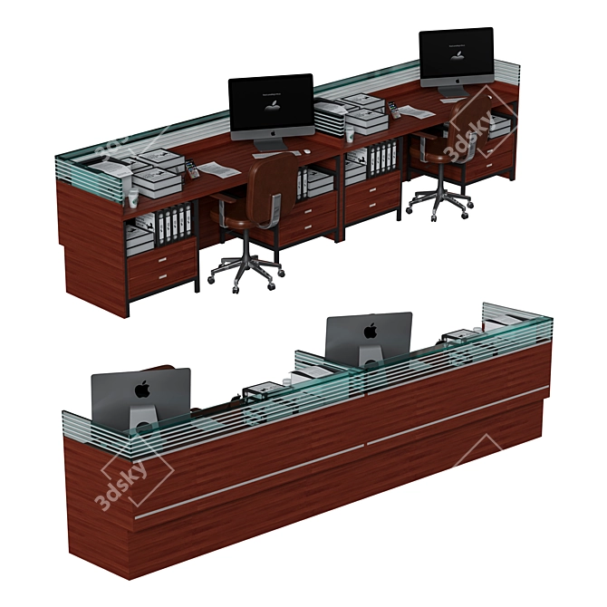 Sleek Bank Counter 2021 3D model image 2