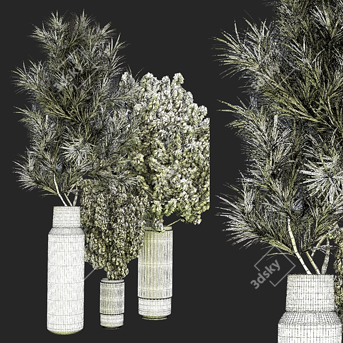 Elegance of Pampas Bouquet 3D model image 3