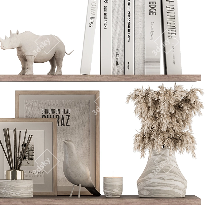 Elegant Shelf Decor Set 3D model image 2