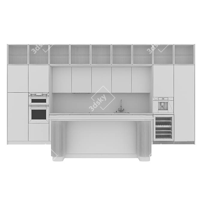 Sleek Stainless Steel Kitchen Set 3D model image 8