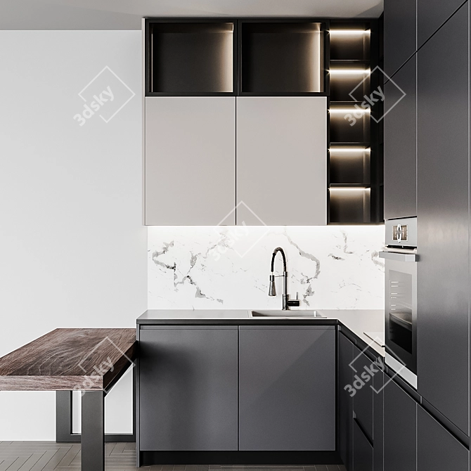 Sleek Modern Kitchen Design 3D model image 6