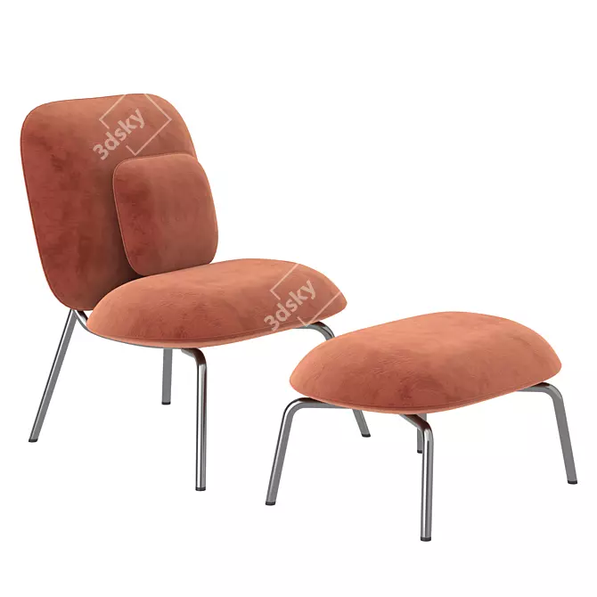 Modern Tasca Lounge Chair & Ottoman Set 3D model image 1