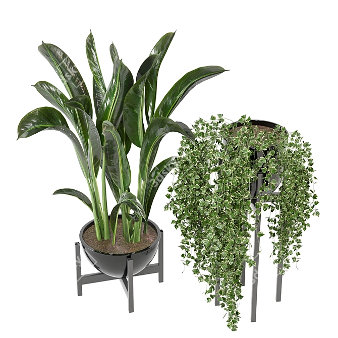 Modern Indoor Plants Set for Ferm Living Bau Pot 3D model image 4