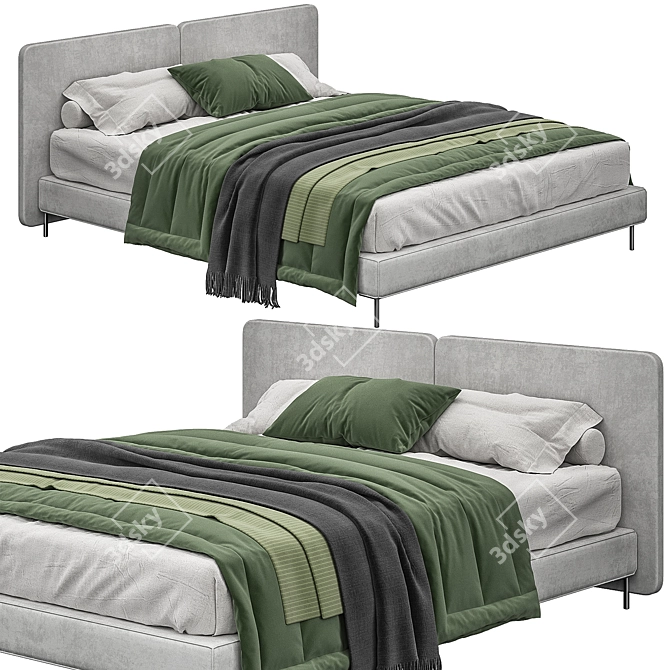 Modern Green Bed by Minotti 3D model image 1