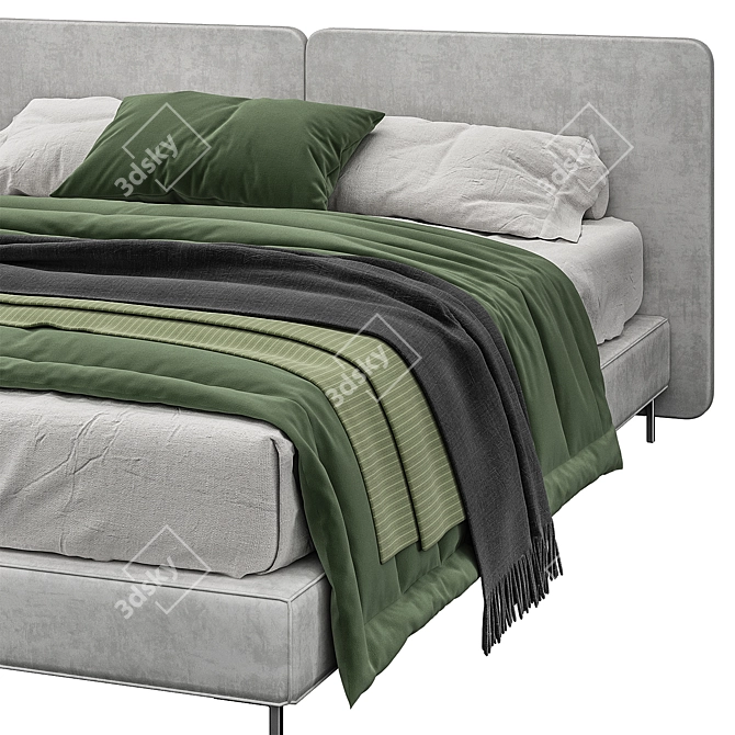 Modern Green Bed by Minotti 3D model image 2