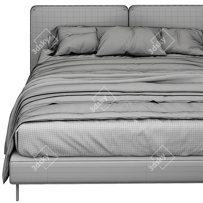 Modern Green Bed by Minotti 3D model image 4