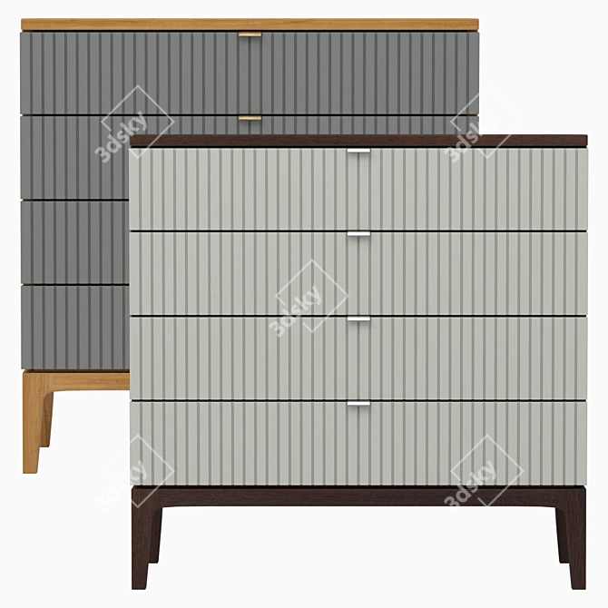 Chess No. 2: Small Black Chest of Drawers 3D model image 1