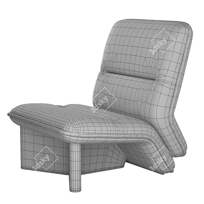 Luxury Ypsilon Armchair: Symmetrical Design, Leather & Ziricote Wood 3D model image 7