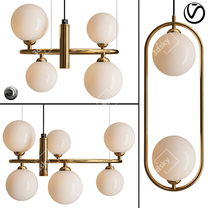 Sophisticated Ring Pendant Light 3D model image 1