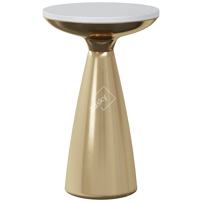 Ezia White & Gold Aluminum Side Table 3D model image 1