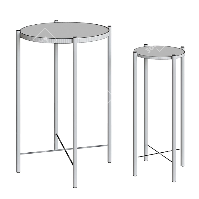 Modern Black Metal & Glass Side Tables (Set of 2) 3D model image 2