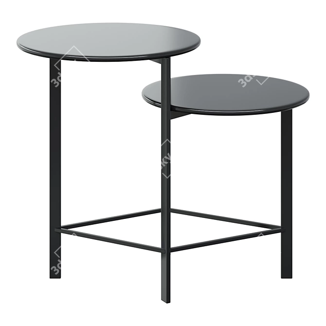 Sophisticated Glass and Metal 2-Tier Coffee Table 3D model image 1