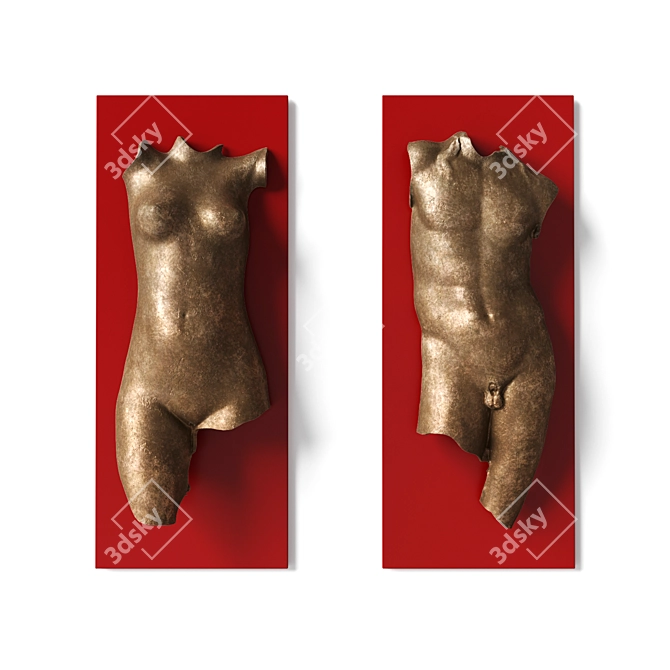 Dual Torso Wall Art Panel 3D model image 2