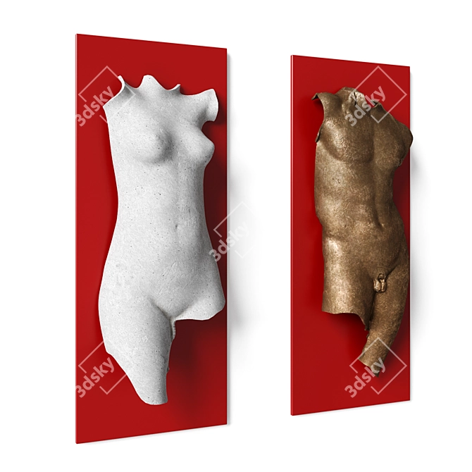 Dual Torso Wall Art Panel 3D model image 3