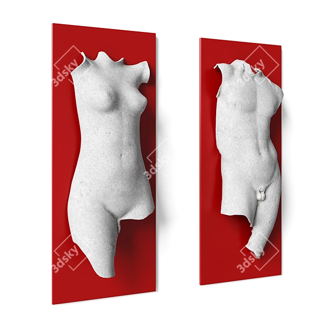 Dual Torso Wall Art Panel 3D model image 4