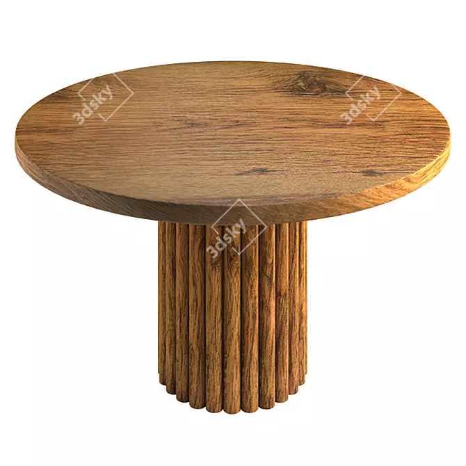  Rustic Wooden Dining Set 3D model image 2