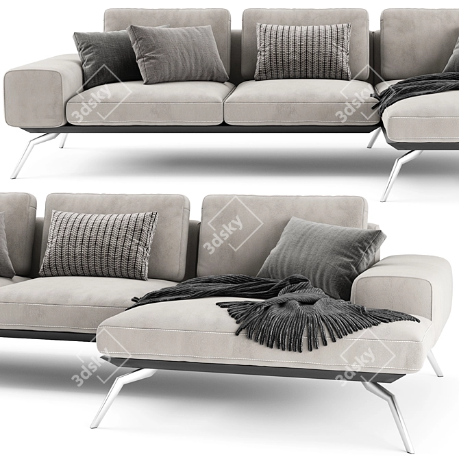 Blanche Linda Modern Chaise Lounge 3D model image 2