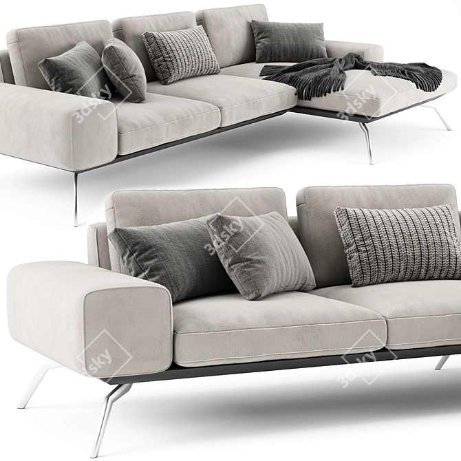 Blanche Linda Modern Chaise Lounge 3D model image 3