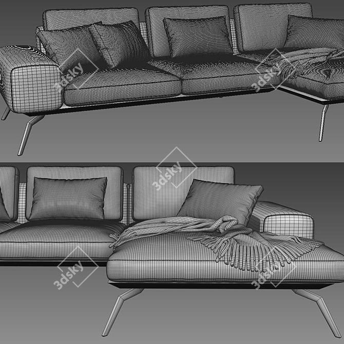 Blanche Linda Modern Chaise Lounge 3D model image 4