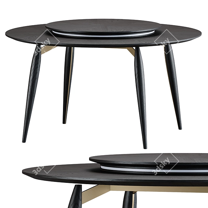 Elegant Olivya Stone Dining Table 3D model image 1