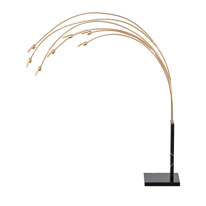 Italian Brass & Blackened Steel 7 Arm Floor Lamp 3D model image 1