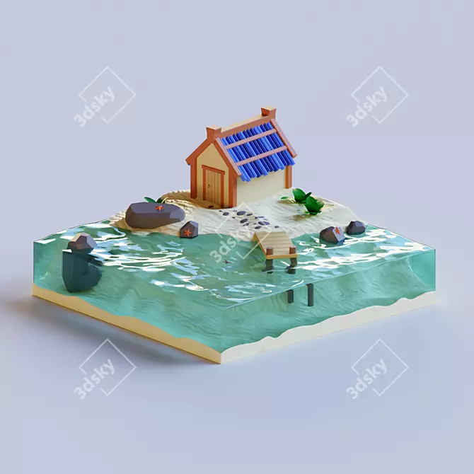 Seaside Cottage Diorama 3D model image 1