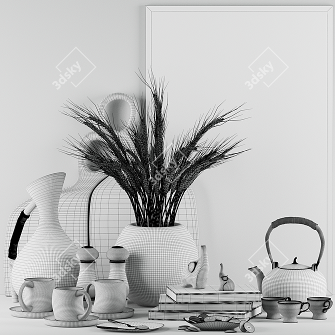 Modern Kitchen Accessories Set 3D model image 5