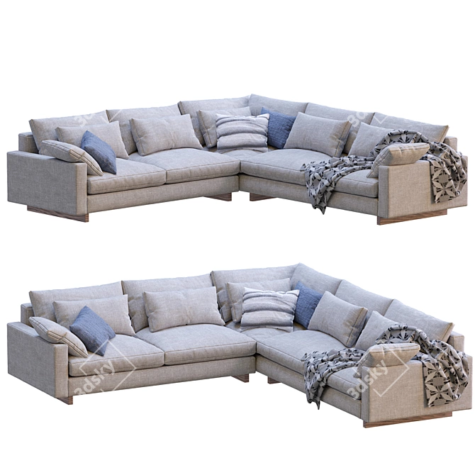 West Elm Harmony Sofa: Sleek and Stylish 3D model image 2