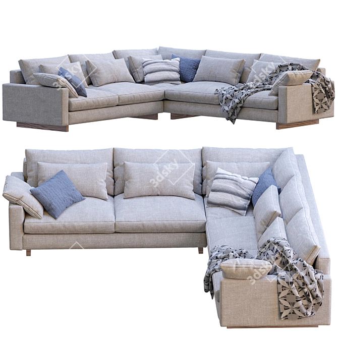 West Elm Harmony Sofa: Sleek and Stylish 3D model image 3