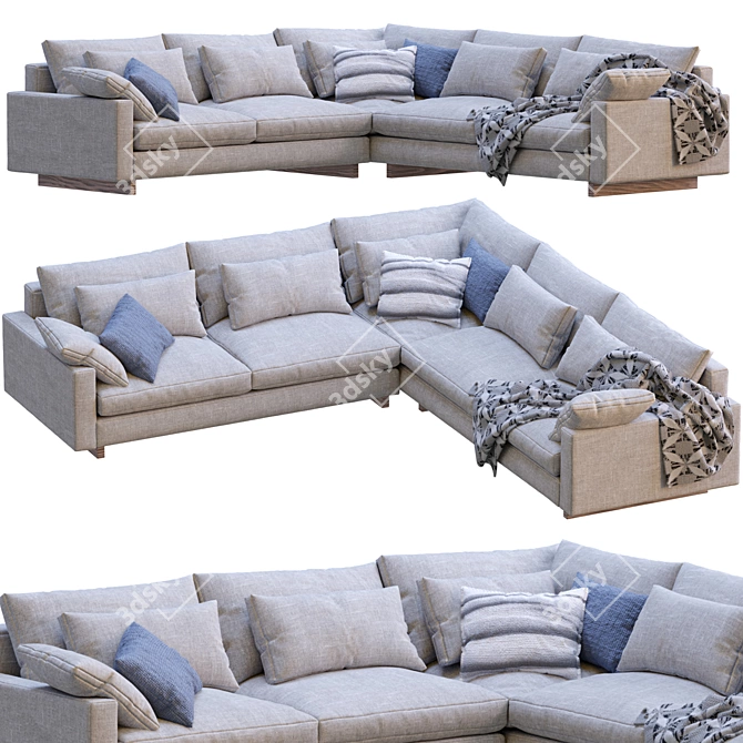 West Elm Harmony Sofa: Sleek and Stylish 3D model image 4