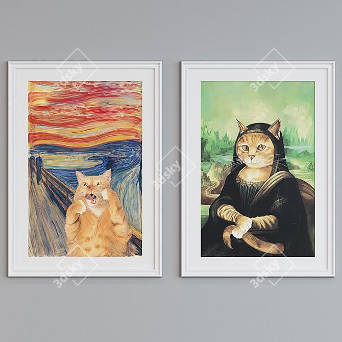 Playful Cat Parody Picture Frames 3D model image 4