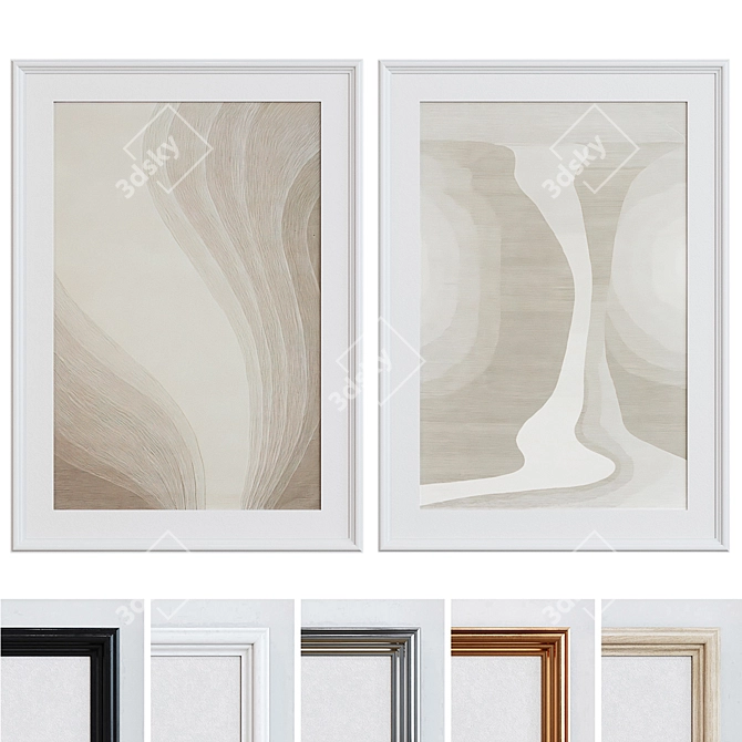 Modern Abstract Picture Frame Set 3D model image 1