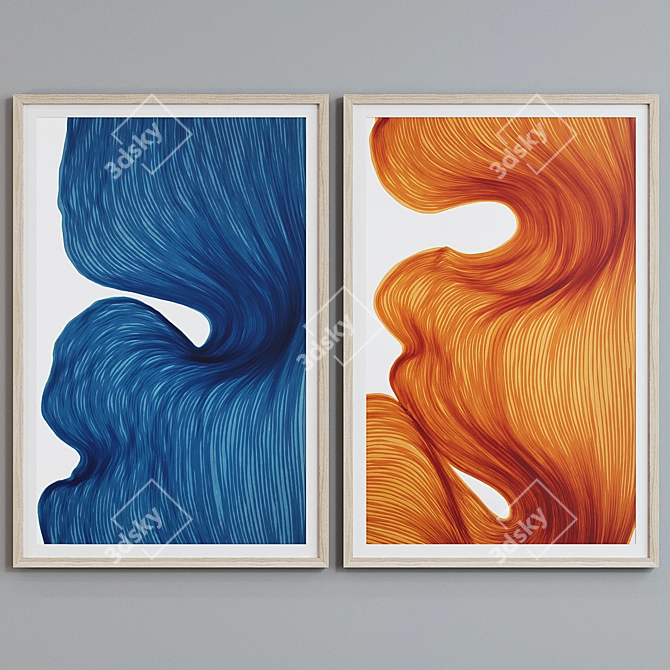 Modern Line Design Picture Frame Set 3D model image 5